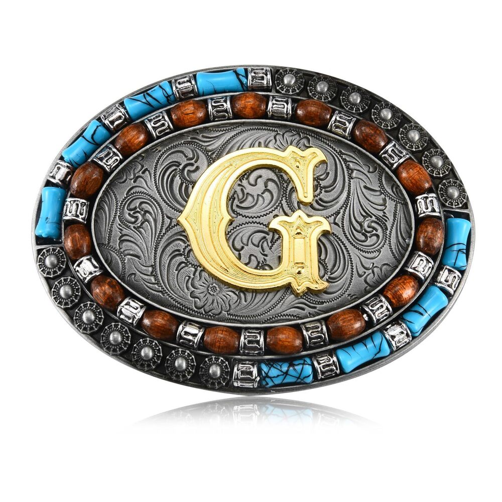5301 Western Initial Letter ABC to XYZ Belt Buckle, Native American